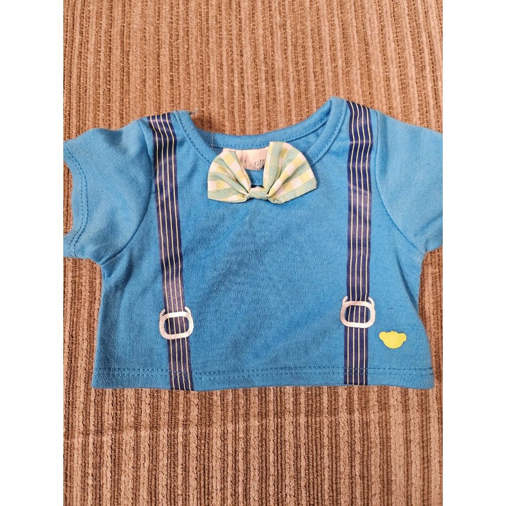 Build A Bear Blue Bowtie Suspenders Shirt 2017